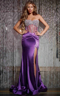 Jovani - Off-shoulder Neckline Long Mermaid Dress