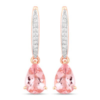 Diana M Jewels Women's Pear Natural Pink Morganite Stud Earrings (2.25 Ct) - Classic Plus in 14k rose gold - women's jewelry