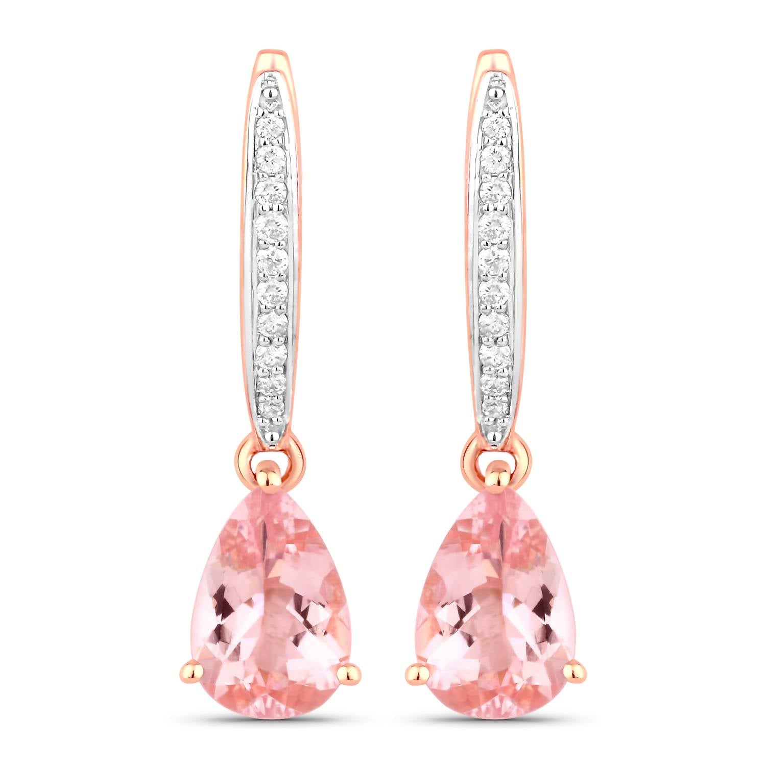 Diana M Jewels Women's Pear Natural Pink Morganite Stud Earrings (2.25 Ct) - Classic Plus in 14k rose gold - women's jewelry