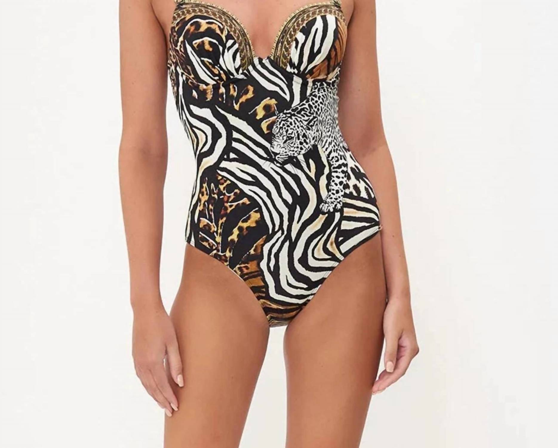 Camilla - Plunge Cup One Piece With Trim