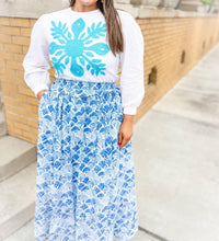 Heart Of Grace - Calico Scallop Ruffle Maxi Skirt