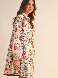 &Merci - Exclusive Print Blanket Stitch Buttoned Mini Dress