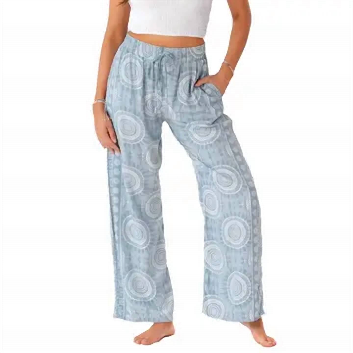 Lotus & Luna - Women's Moon Shadow Wide Leg Drawstring Pants