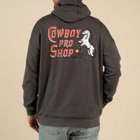 Sendero Provisions Co. Men's Cowboy Pro Shop Hoodie in vintage black - men's shirt - detail view