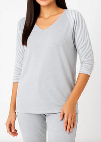 Angel Apparel - Zebra Sleeve V Neck Top