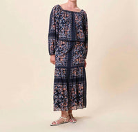Cleobella Lucille Elasticized Cuffs Blouse in dark la ramos print - women's blouse