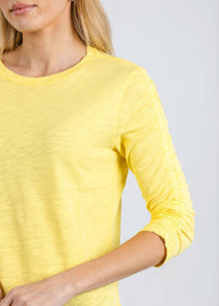 Elliott Lauren - Crissy Crew Neck Ruched Sleeve Tee