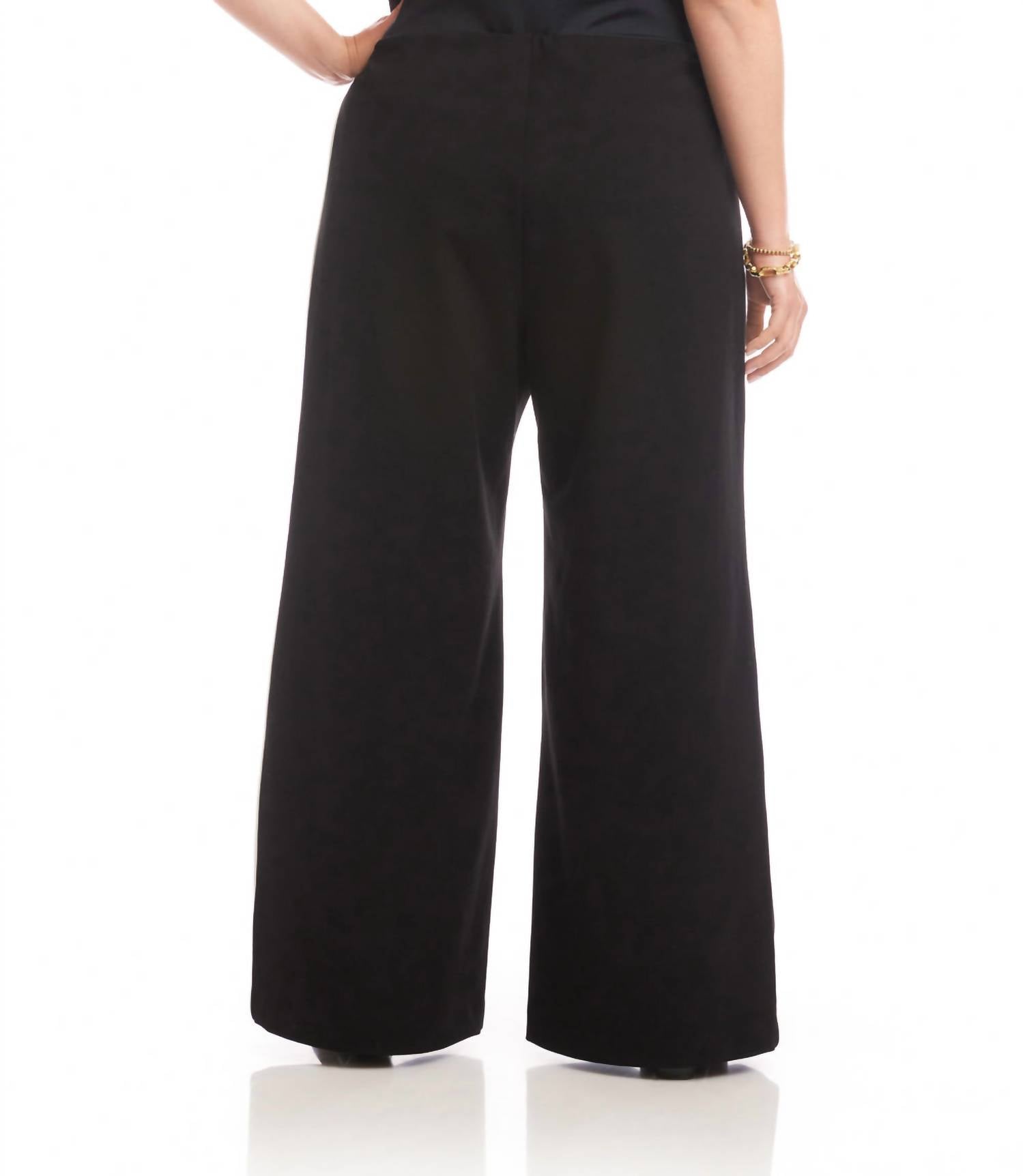 Karen Kane Contrast Piped Wide-leg Pants - Plus in black - women's pants - alternate view