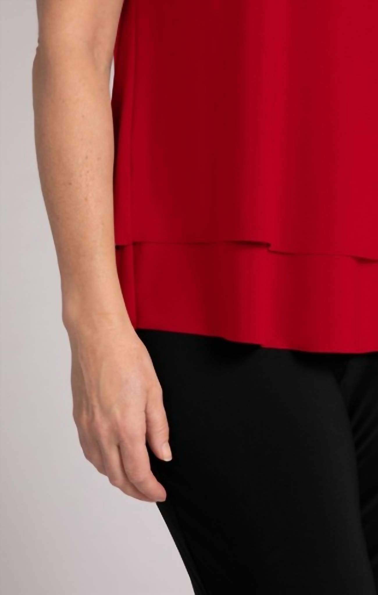 Sympli - Sleeveless Double Layer Shell Top With Jewel Neck