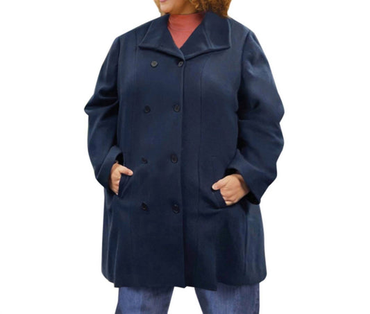 On The Plus Side - Long Sleeve Peacoat - Plus Size