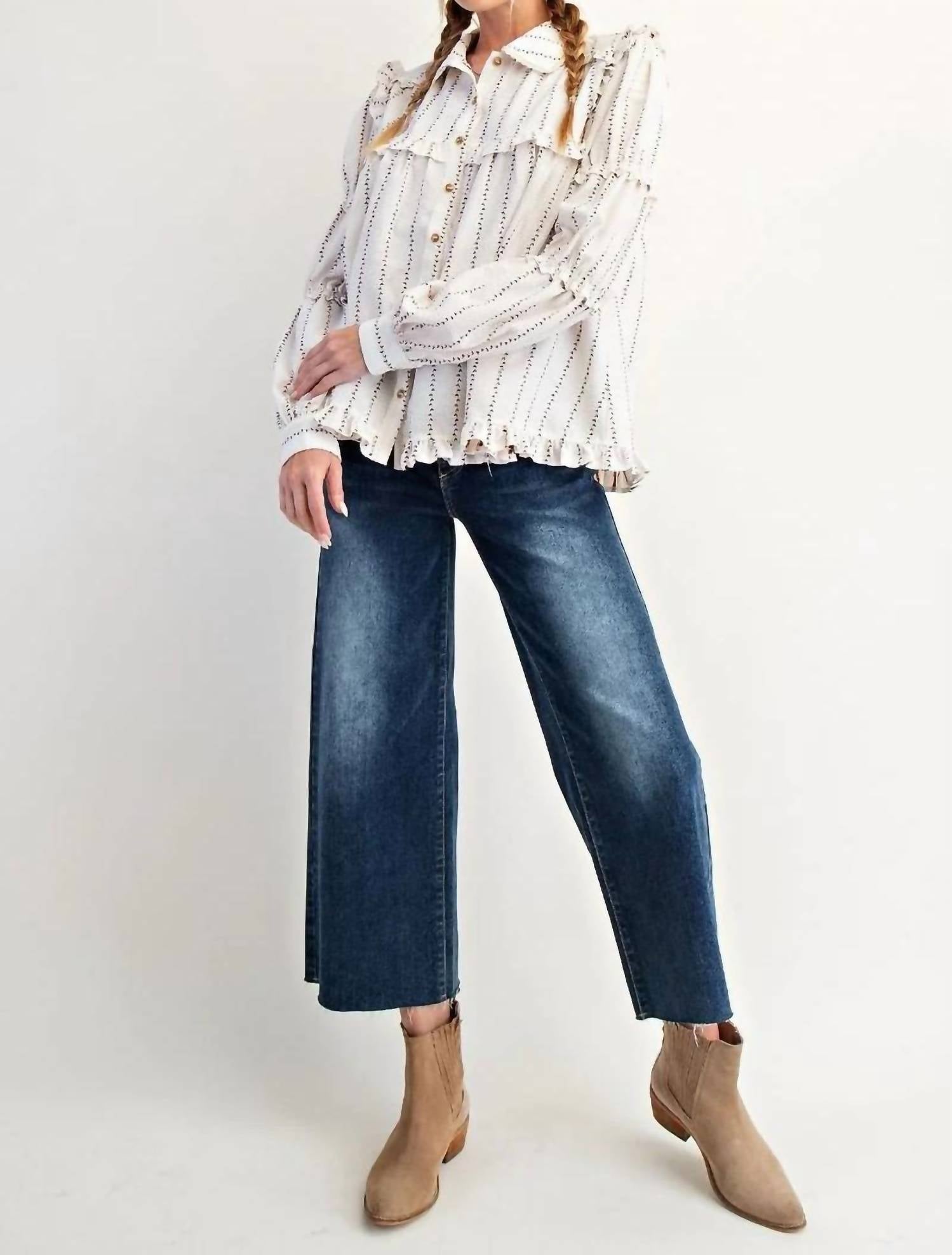Easel - Textured Woven Button Down Shirt