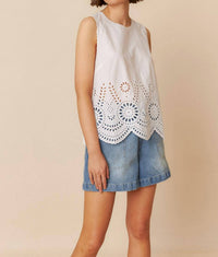 Indi & Cold - Embroidered Poplin Sleeveless Top