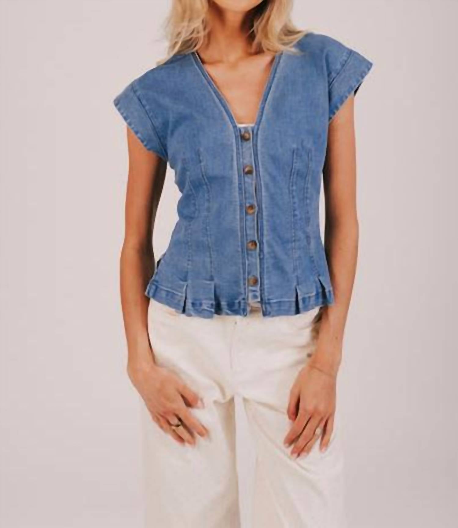 Wishlist - Pleat It Denim Top