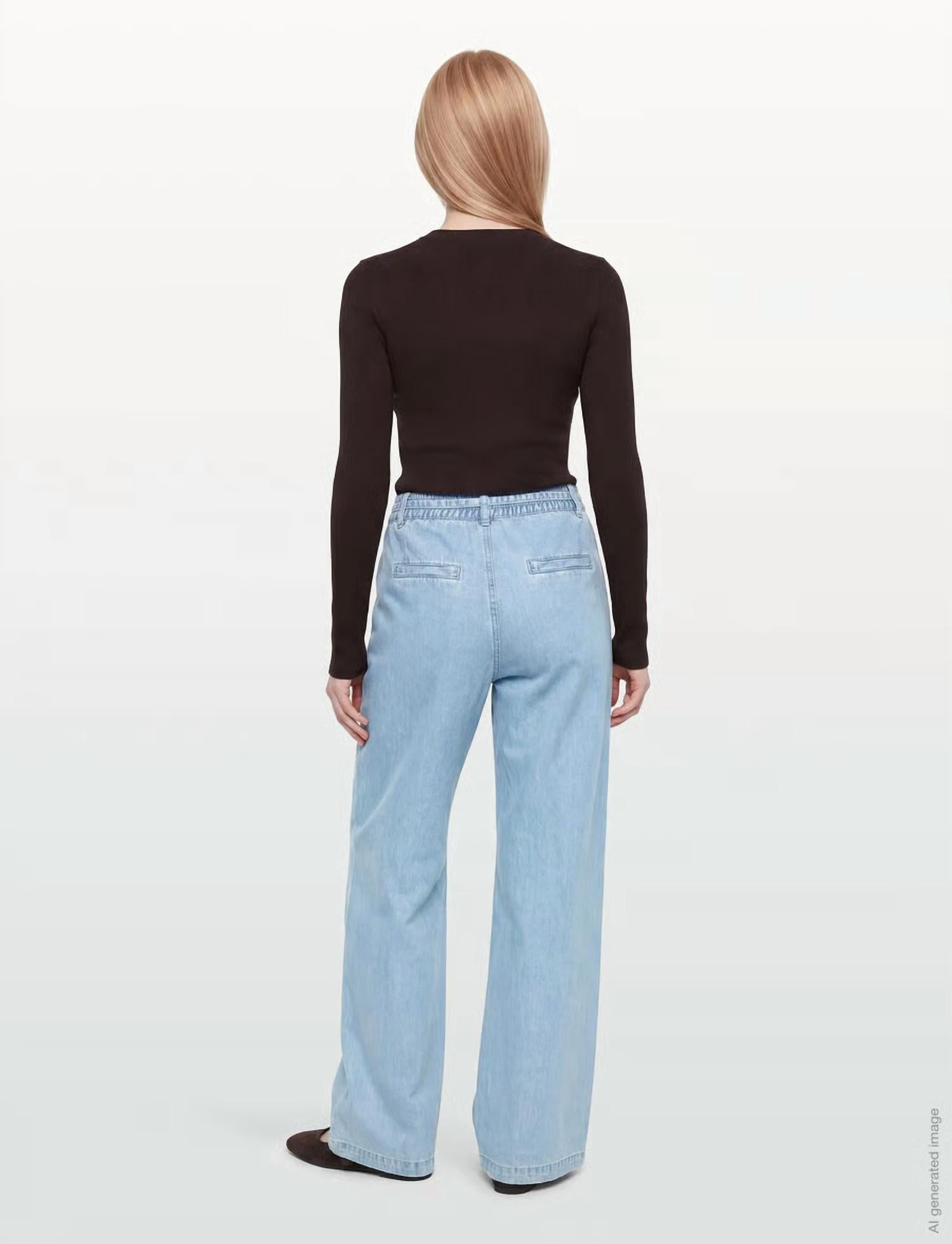 Suncoo - Rabi Tencil Denim Wide Leg Pant