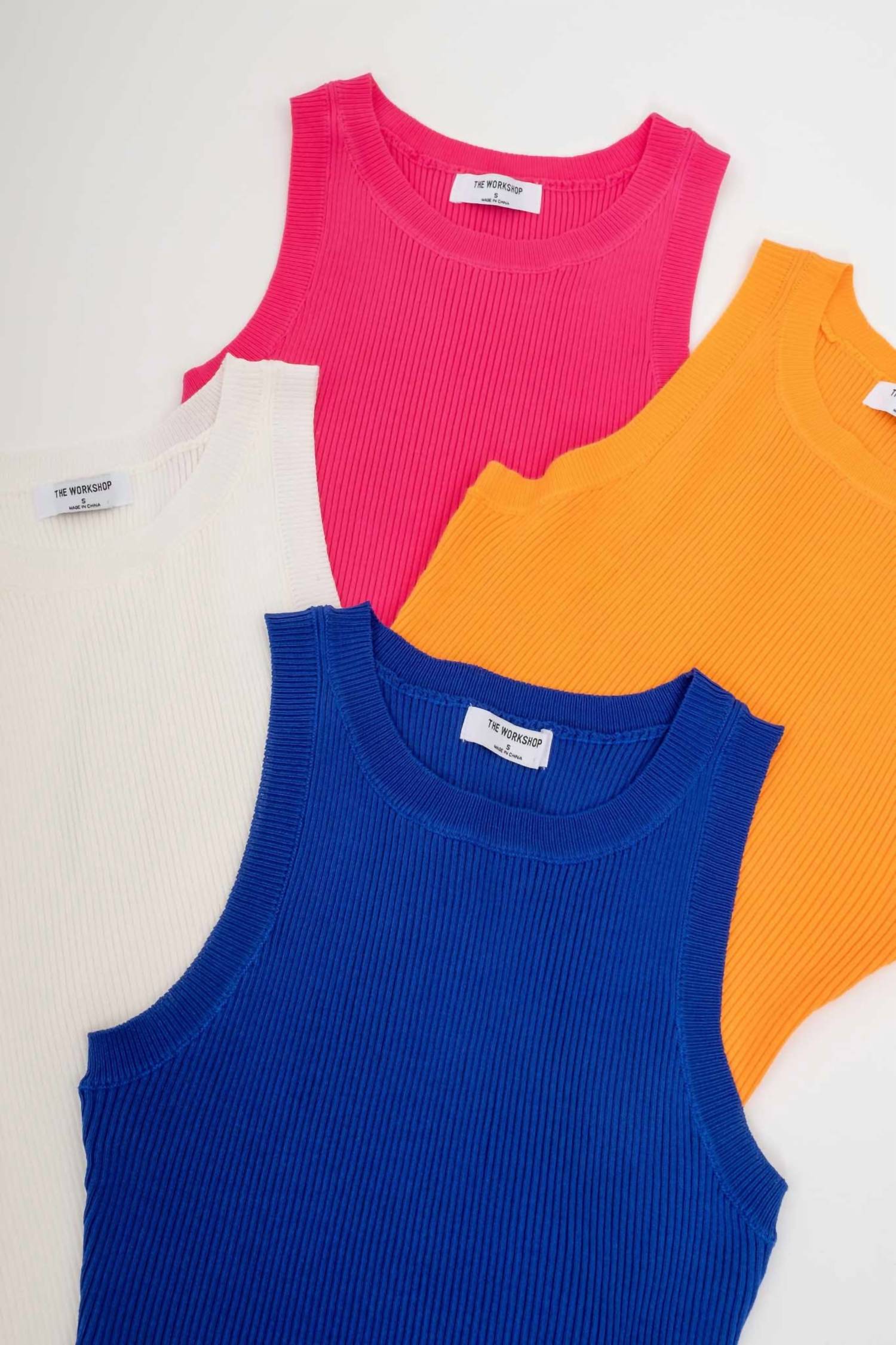 The Workshop Round Neck Sweater Knit Tank Top in orange - women's tank top - alternate view