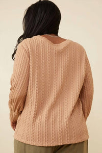 Hayden La - Long Cuff Cable Knit Pullover - Plus