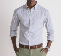 vineyard vines Wauwinet Tattersall Performance Shirt in balsam - men's shirt