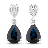 Diana M Jewels Women's Pear Natural Blue Sapphire Stud Earrings (2.76 Ct) - Signature in 14k white gold - women's jewelry