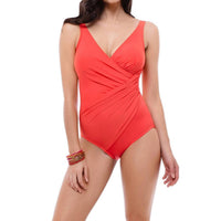 Miraclesuit Oceanus Underwire Surplice One Piece Swimsuit - Plus in coral - women's swimwear