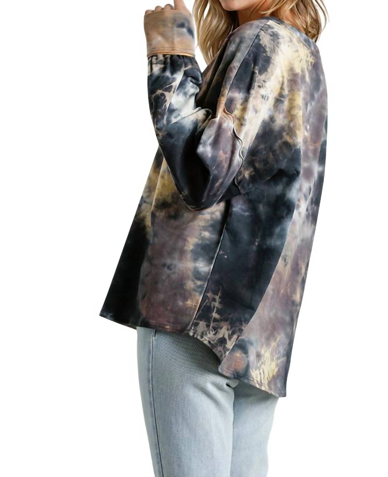 Umgee - Tie Dye Twisted Collar Sweater