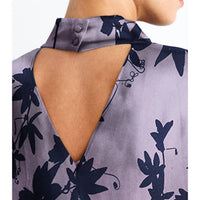 Gabriel + Simone Floral Charmeuse Cowl Top in passion flower - women's tank top - detail view