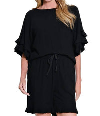 Multiples - Double Flounce Raglan Sleeve Fringe Hem Top