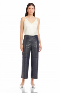 Fifteen Twenty - Faux-Patent Leather Cropped Pant