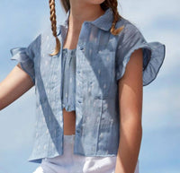 Mayoral - Girls' Ruffle Printed Blouse & Crop Top Set