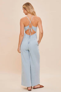 Mustard Seed - Strappy Back Denim Jumpsuit