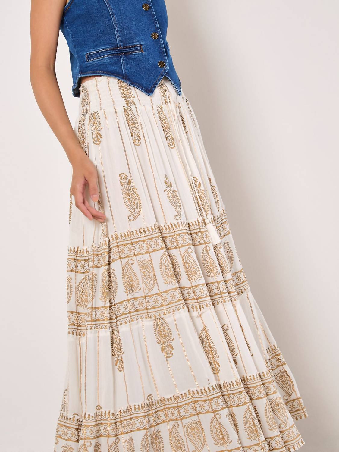 Apricot - Tiered Maxi Skirt