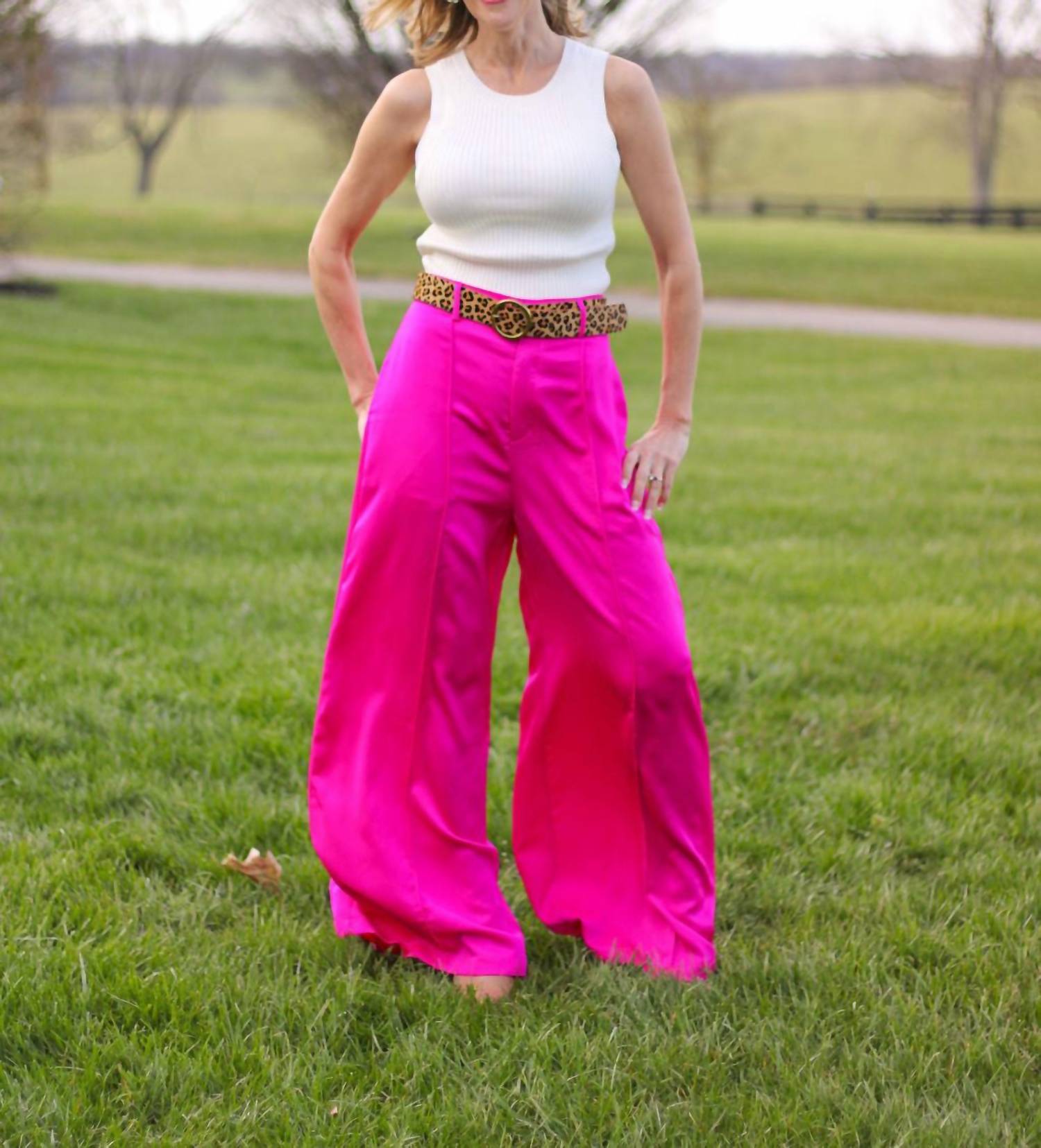 Flying Tomato - Classy Slacks Wide Leg Pants