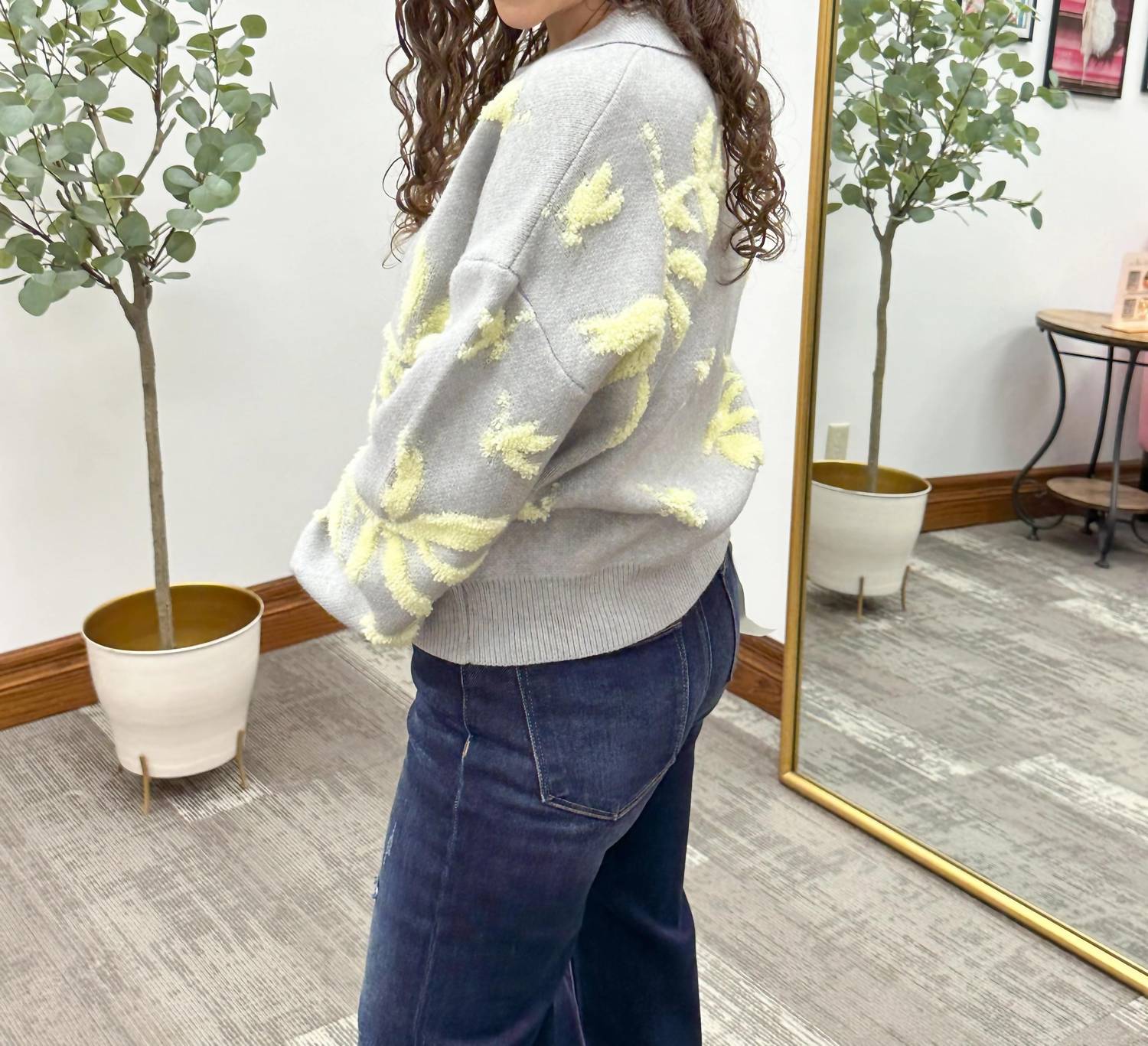 Mystree - Aria Floral Collared Sweater