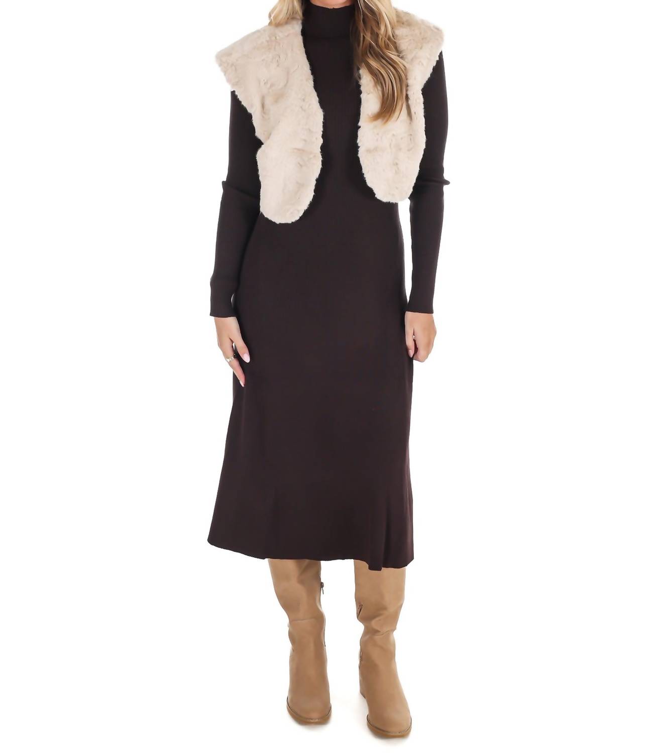 Mustard Seed - Wavy Faux Fur Bolero Vest