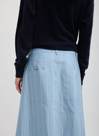 Tibi - Striped Tech Poplin Tie Front Skirt