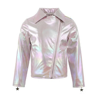 Lola + The Boys Girls' Cloud Hologram Leather Jacket in pink multi - item