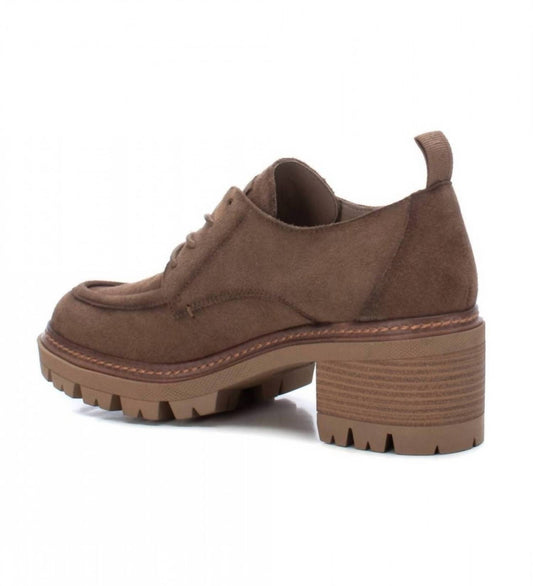 Xti - Women's Suede Heeled Oxfords Shoes