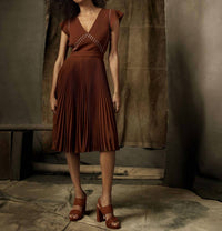 A.L.C. - Pleated Grommet Detail Dress
