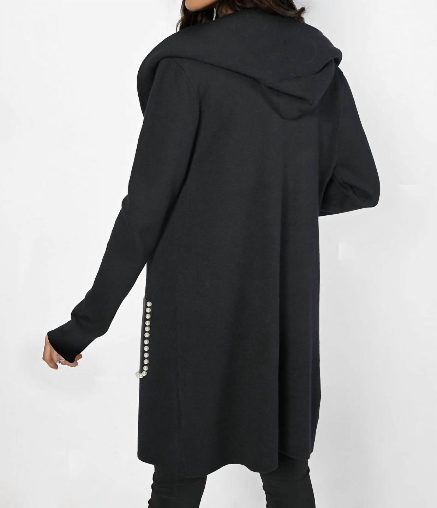 Frank Lyman - Bess Faux Leather Pockets Hoodie