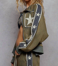 Pol - French Terry Star And Striped Jacket And Jogger Set