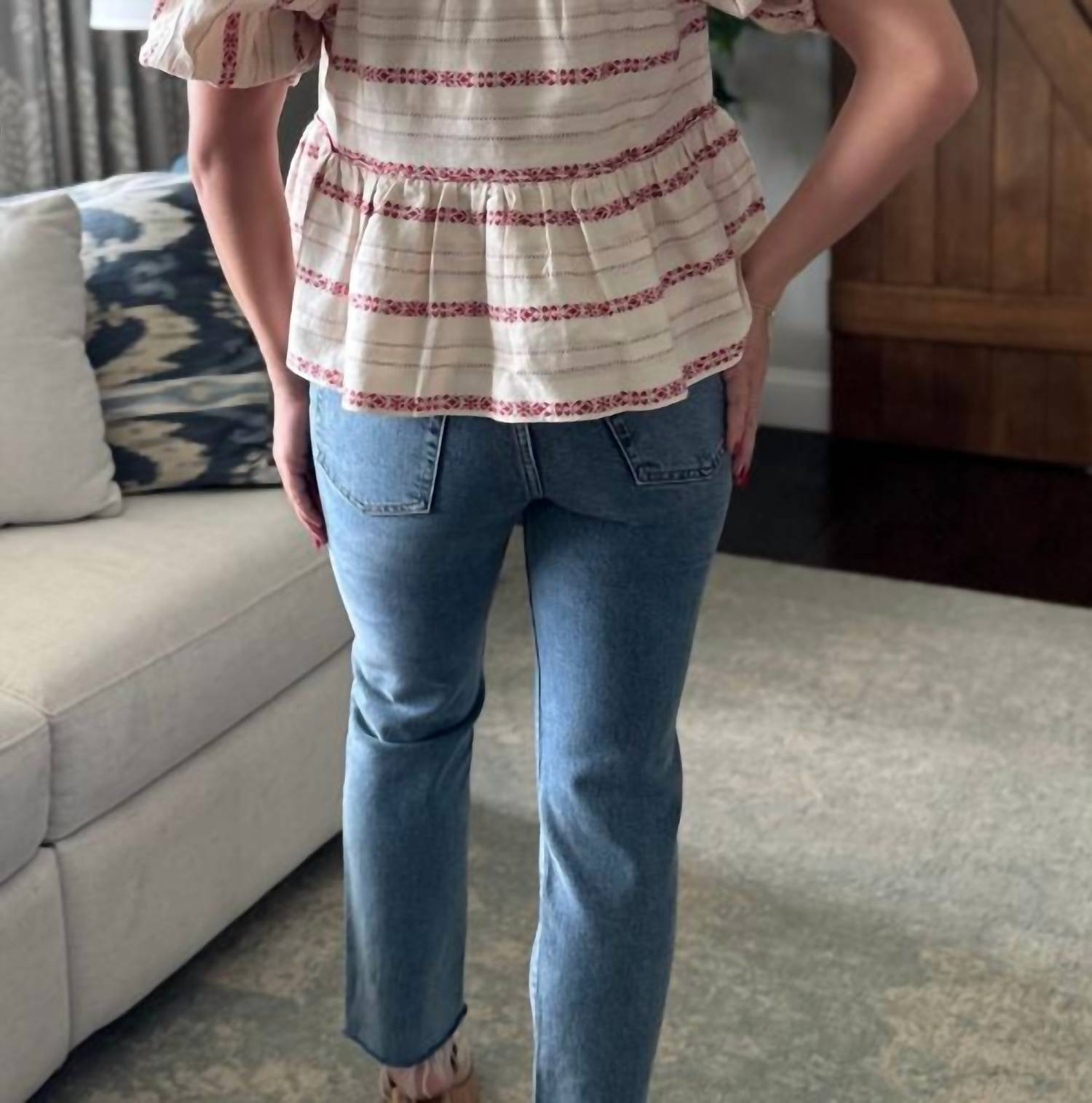 Saylor - Fernanda Puff Sleeves Stripe Top