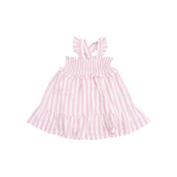 Angel Dear - Girl's Candy Stripe Smocked Ruffle Sundress And Diaper Cover