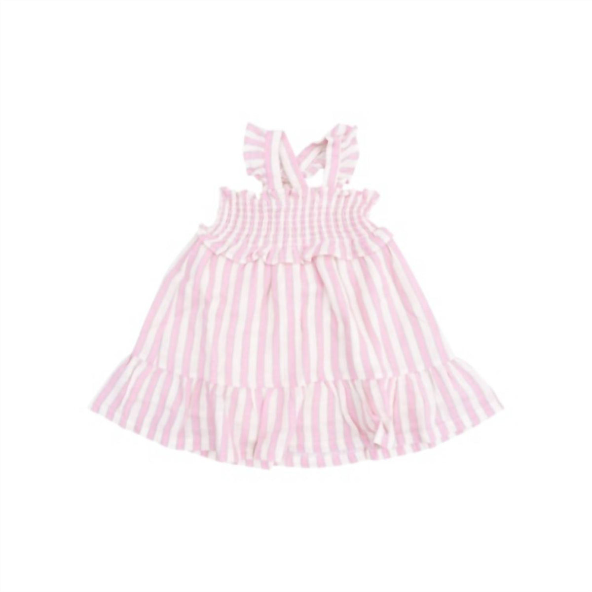 Angel Dear - Girl's Candy Stripe Smocked Ruffle Sundress And Diaper Cover
