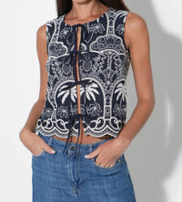 Adelyn Rae - Katherine Scallop Embroidery Top