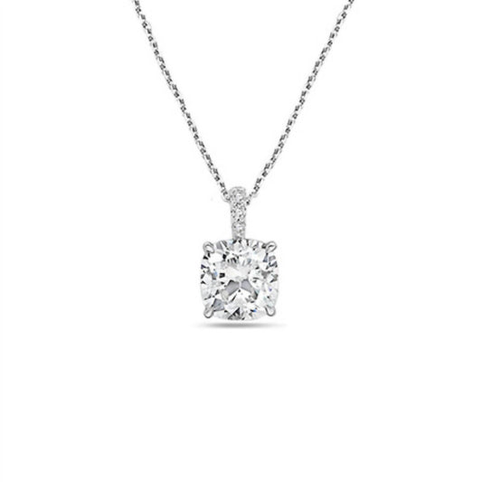 Diana M Jewels - Women's Lab Grown Diamond Solitaire Cushion Pendant Necklace