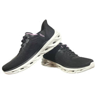 Skechers Women's Mesh Hands Free Swift Fit Shoes in black and pink - women's shoe - detail view