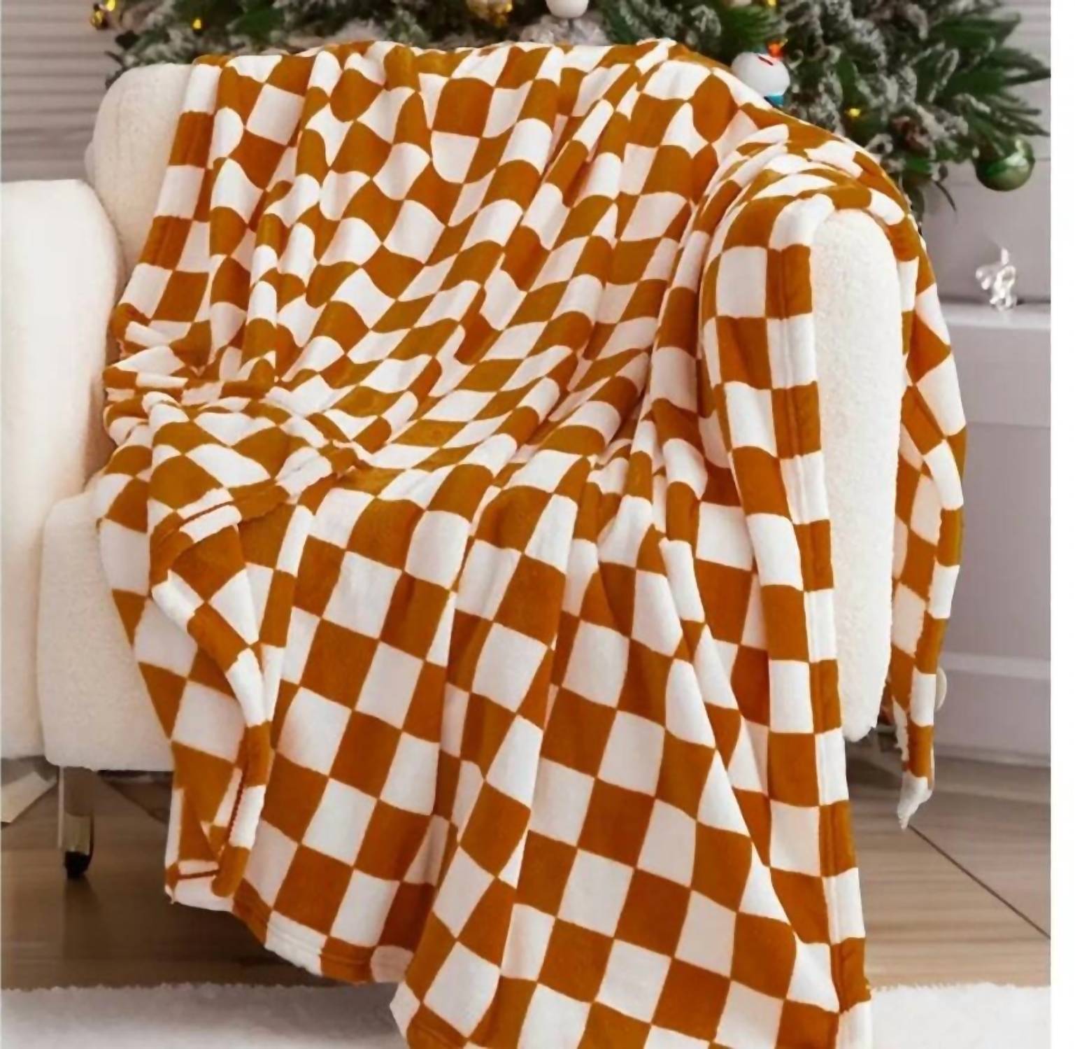 1 The Woman Checkerboard Printed Soft Throw Blanket in chestnut - item