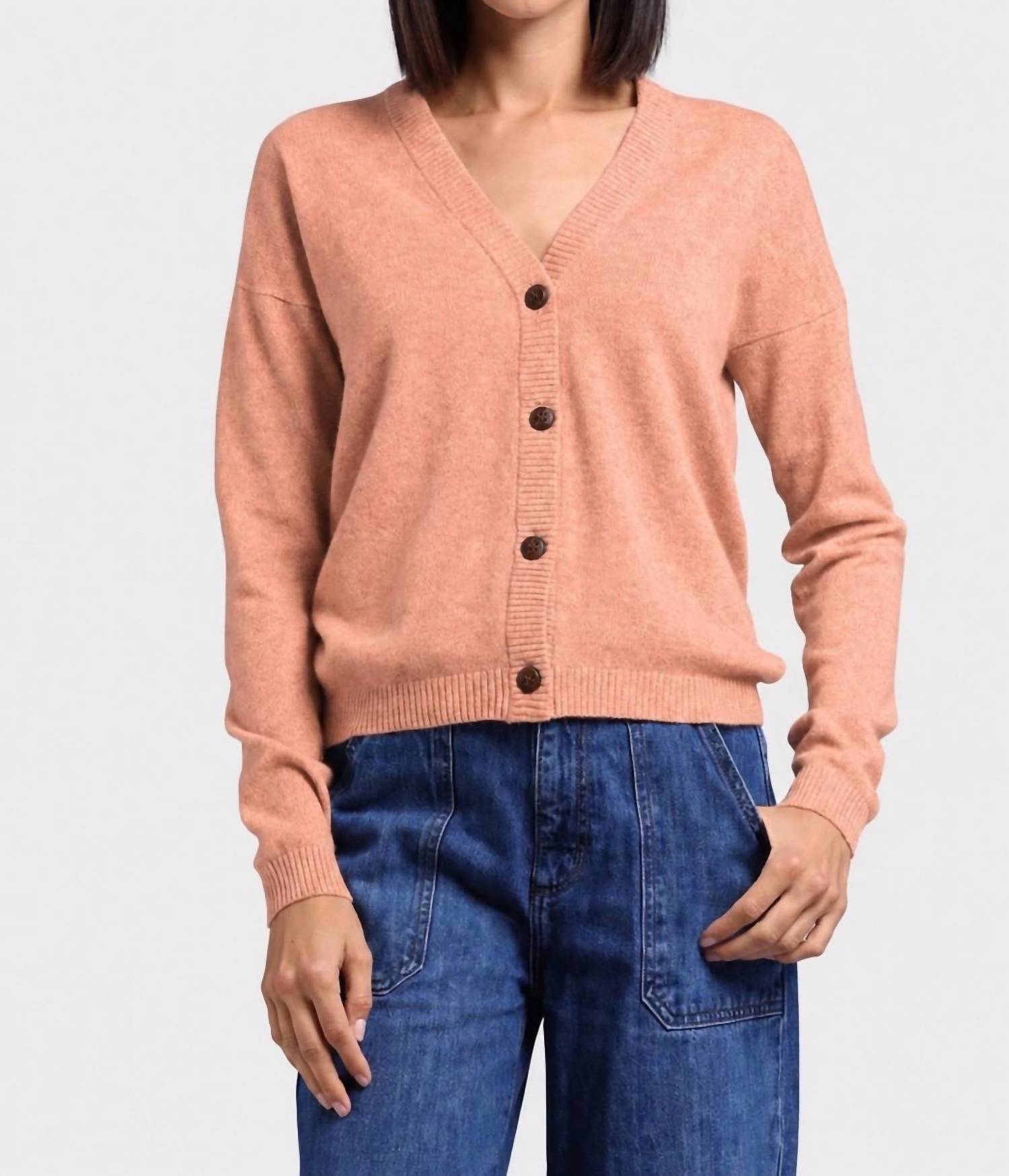 Minnie Rose - CASHMERE V NECK CARDIGAN