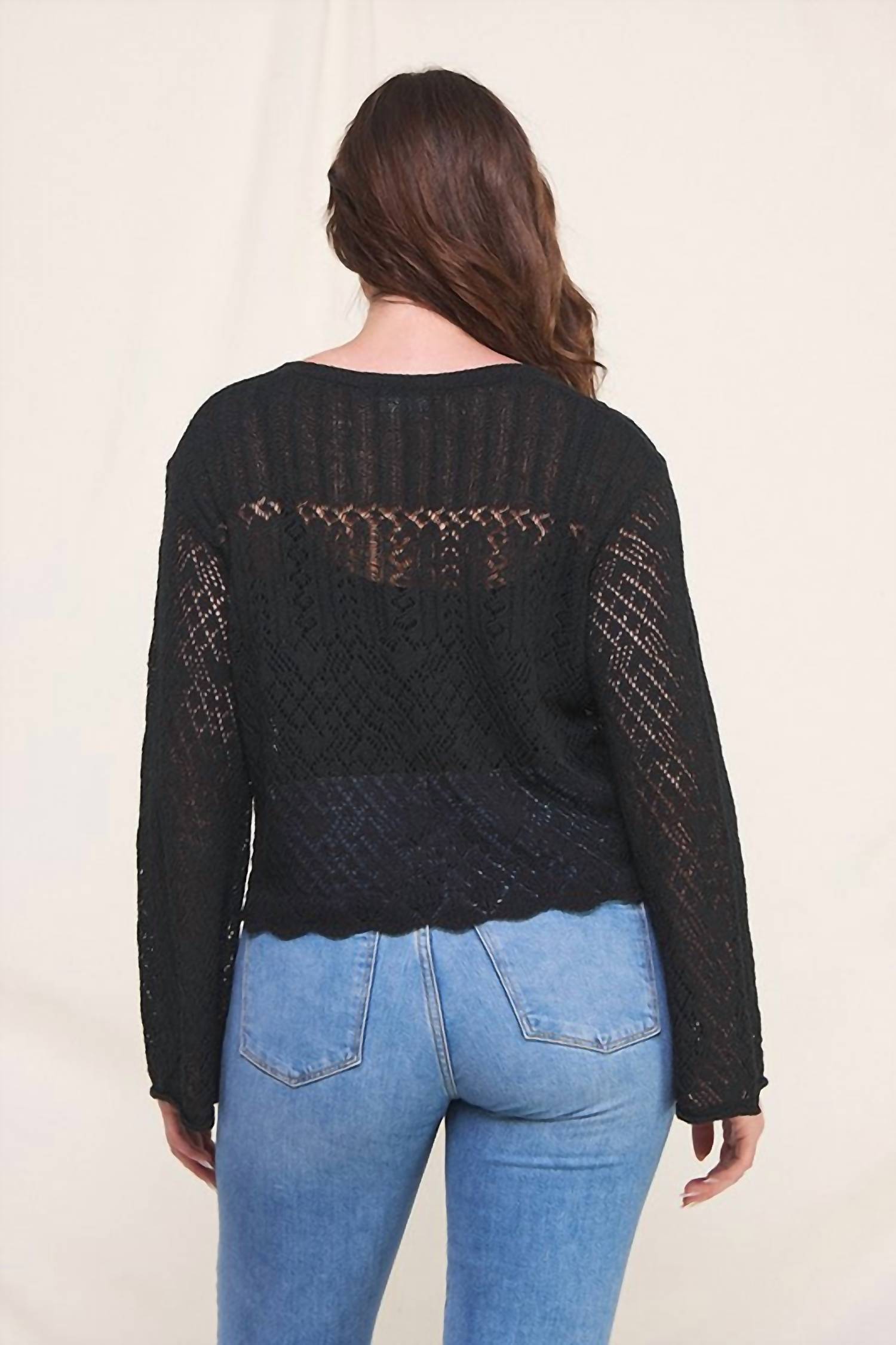 Allie Rose - Scallop Hem Fine Gauge Cardigan