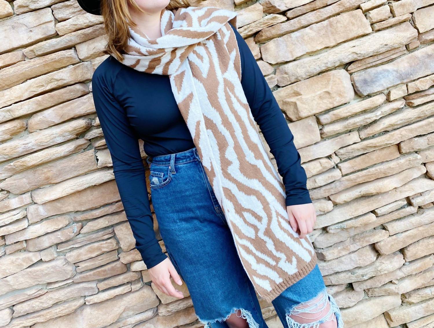 Ellison+Young - Women's Zebra Cozy Knit Reversible Scarf