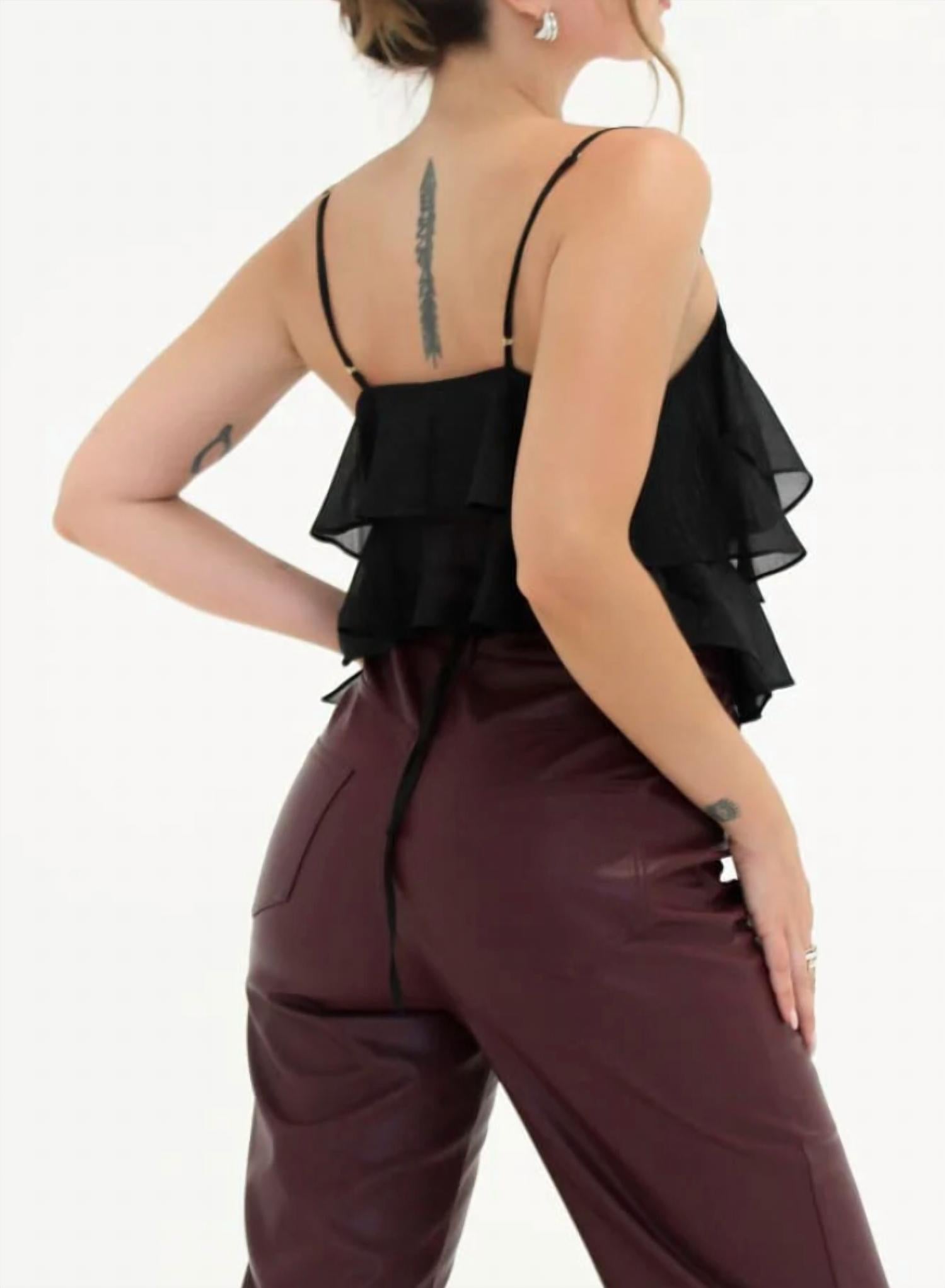 Rumored - Lurex Ruffle Wrap Tank